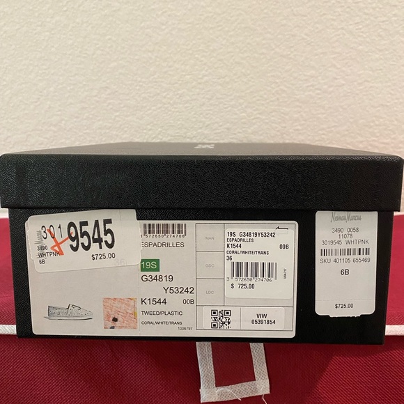 Chanel 19S Tweed/Plastic Espadrilles Shoes in Coral/White color - Picture 3 of 8